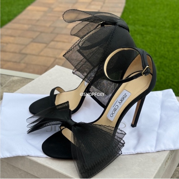 SOLD Jimmy Choo Aveline 100 Asymmetric Grosgrain Sandal Heel - Picture 2 of 15